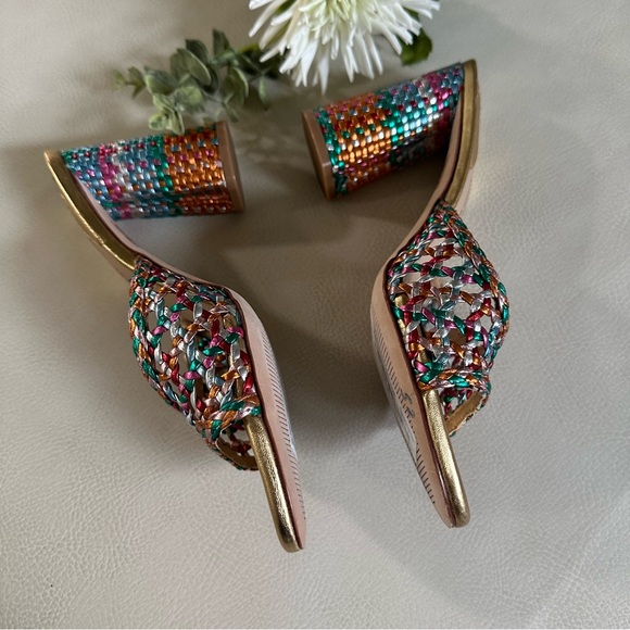 Antonio Melani x The Nat Note Riviera Rainbow Woven Metallic Slip-On Mules - Picture 14 of 16